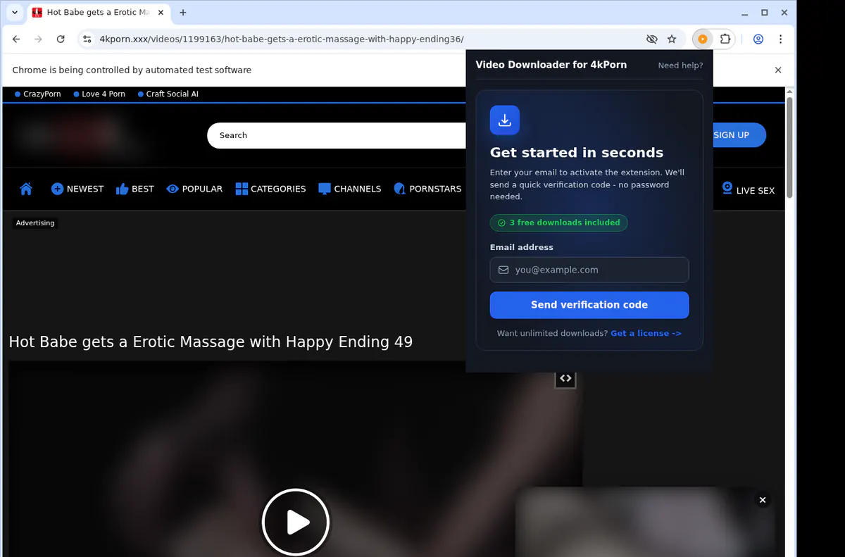 4kporn Video Downloader browser extension screenshot 5